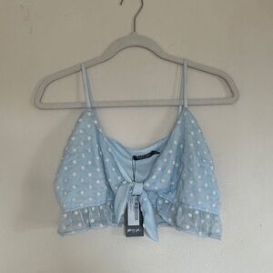 Nasty Gal Light Blue Floral Crop Top